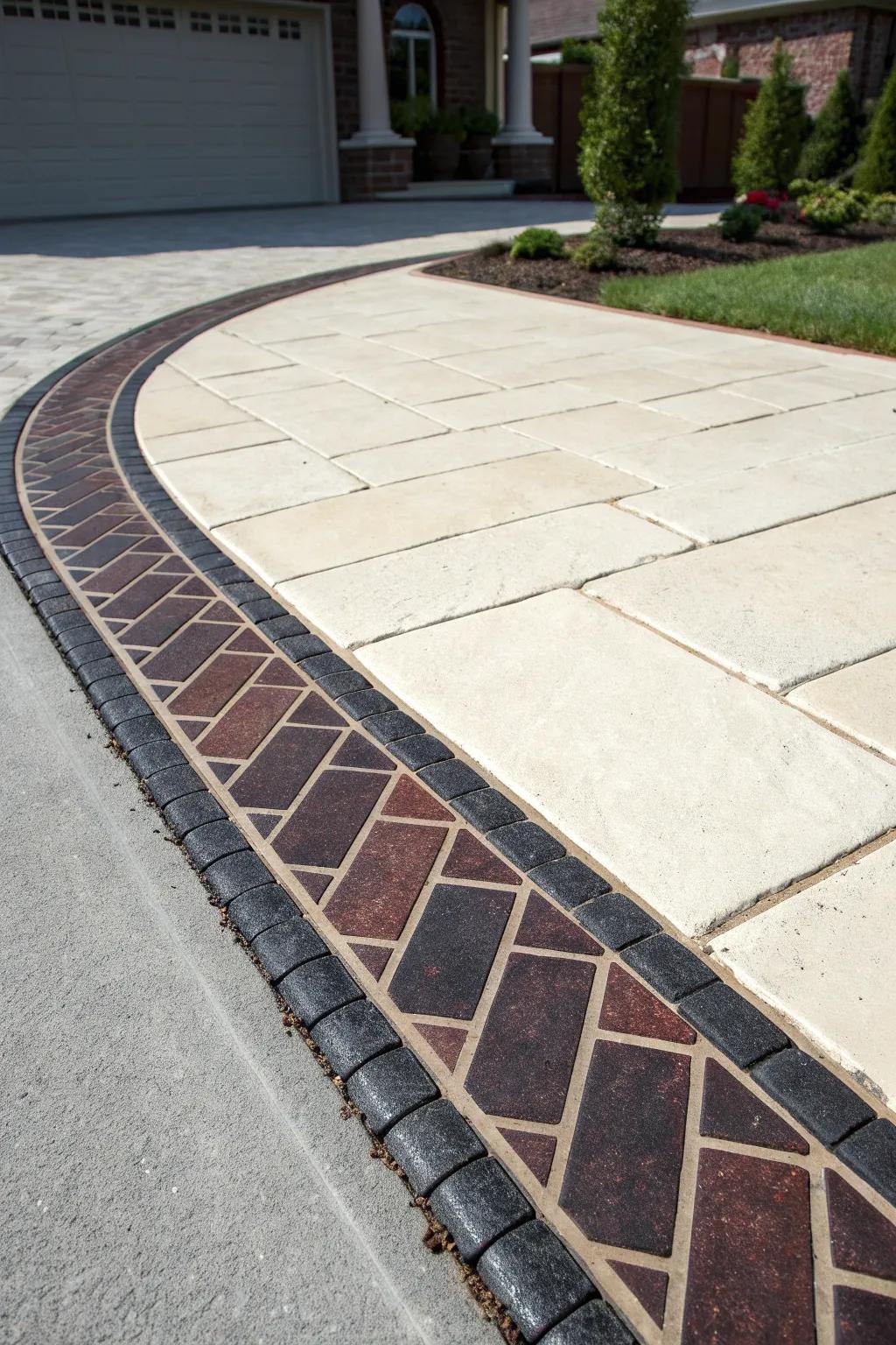 Elevate your driveway with striking brick borders that embody both elegance and craftsmanship.