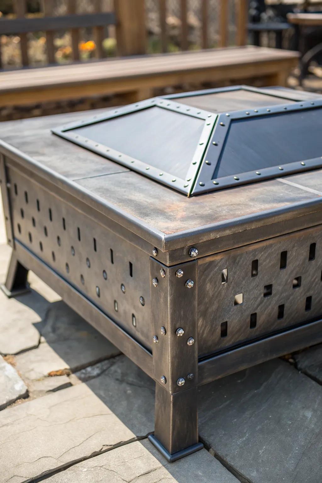 Transform your outdoor space with this sleek, upcycled metal firepit cover—where industrial charm meets craftsmanship.