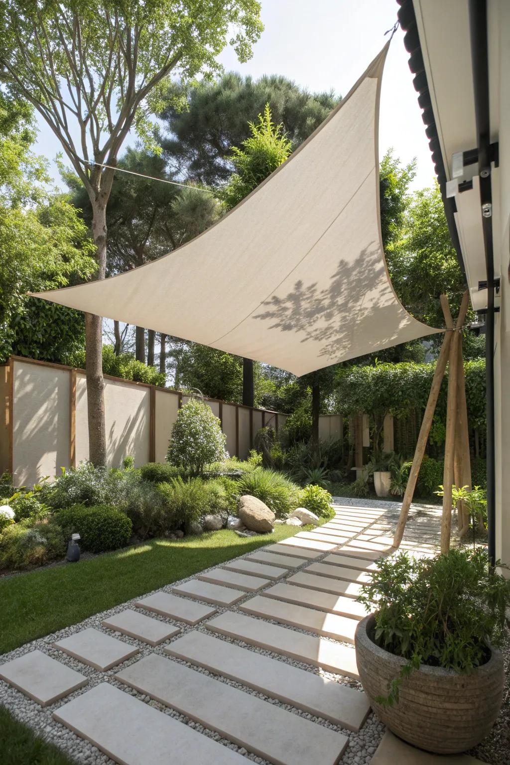 Transform your garden into a serene oasis with a sleek DIY shade sail. Perfect for combining function and style!
