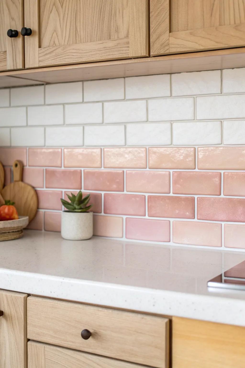 Transform your kitchen with a serene ombre backsplash that blends elegance with simplicity.