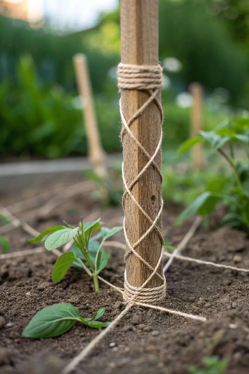 Elevate your garden with the simplicity and beauty of the string and stakes method.