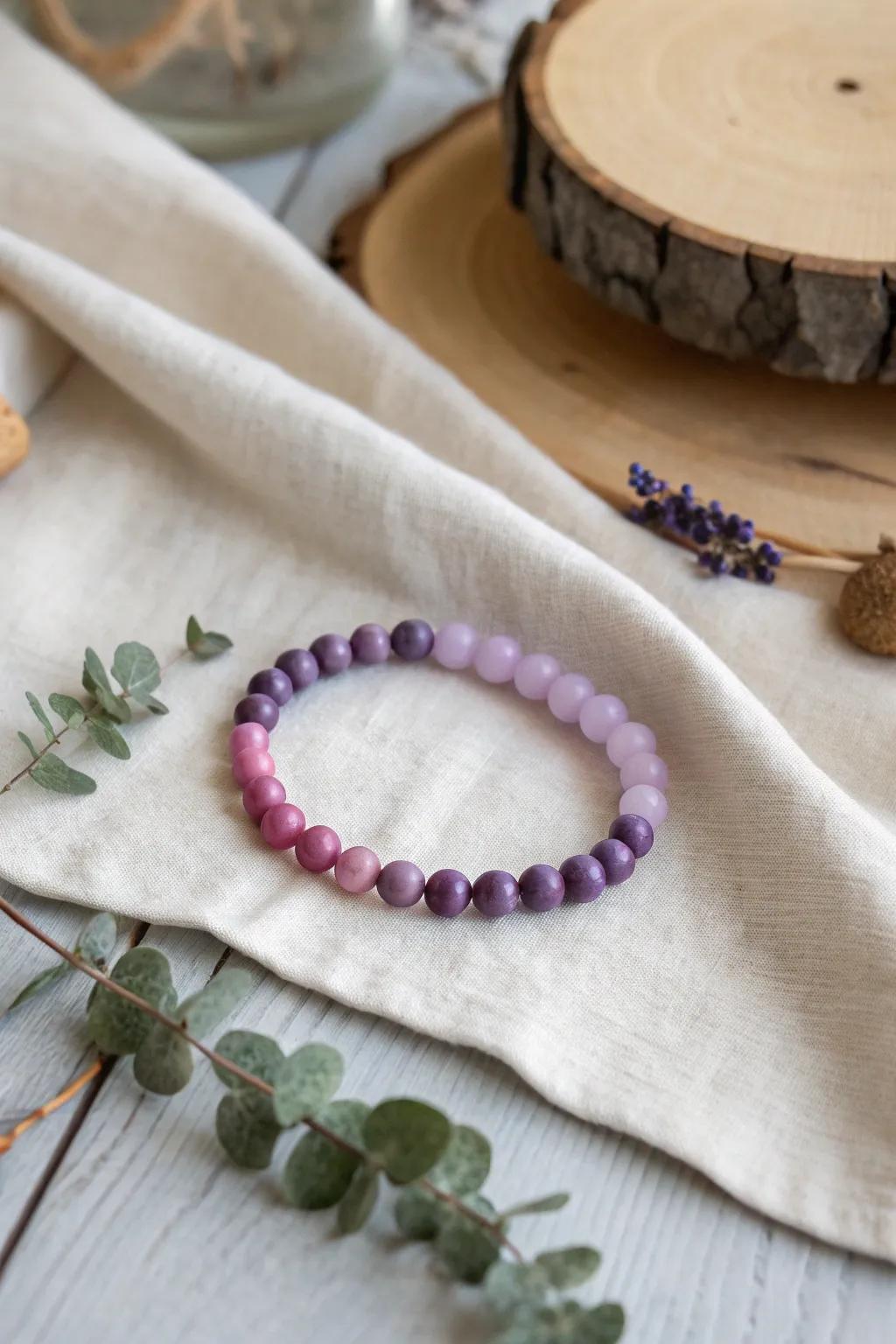 Embrace the beauty of spring with this enchanting ombre clay bead bracelet, capturing the essence of a sunset on your wrist.