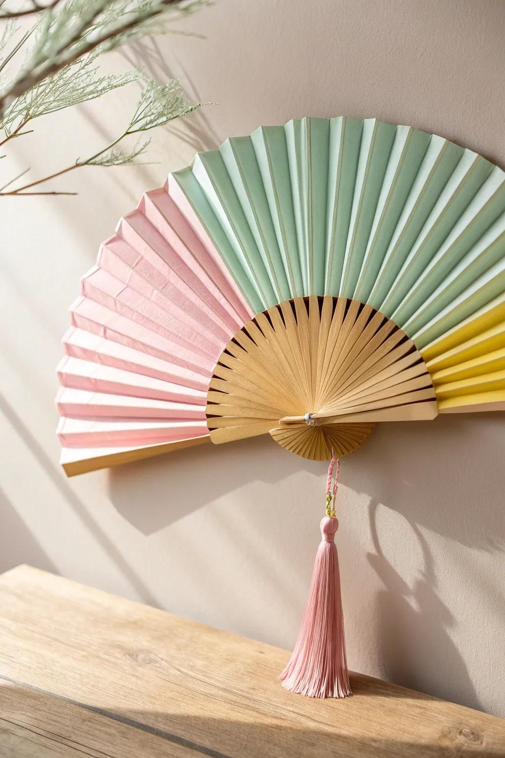 Elevate your Easter decor with handcrafted pastel paper fans, blending boho charm with minimalist elegance.