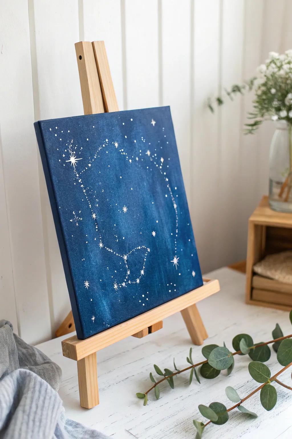 Capture the magic of a starry night with this minimalist masterpiece—perfect for adding a touch of serene elegance to your holiday decor.