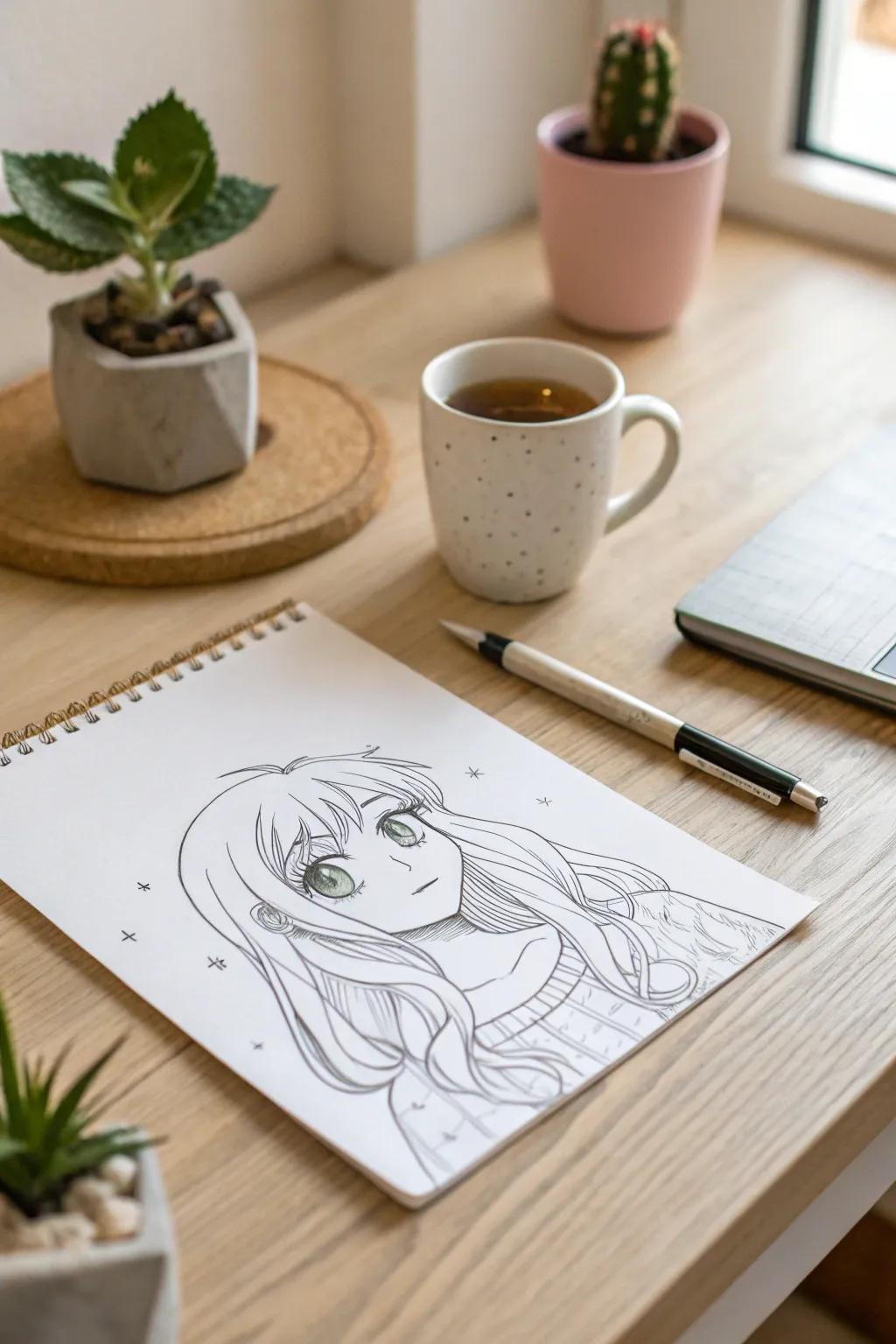 Unleash your creativity with charming anime doodles—perfect for a cozy afternoon of artistic expression.