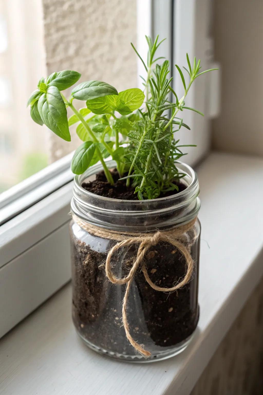 Bring fresh flavors to your kitchen with a charming mason jar herb garden!