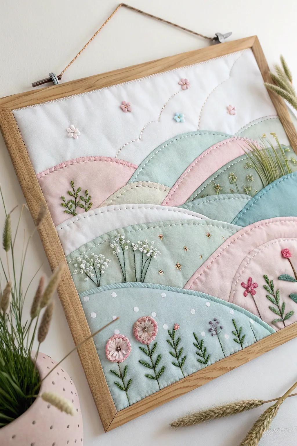 Step into a dream world with this enchanting fabric landscape.