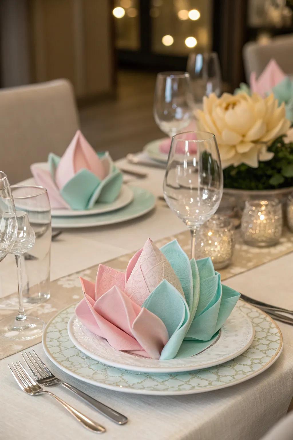 Lotus folds offer a touch of elegance to any dinner.