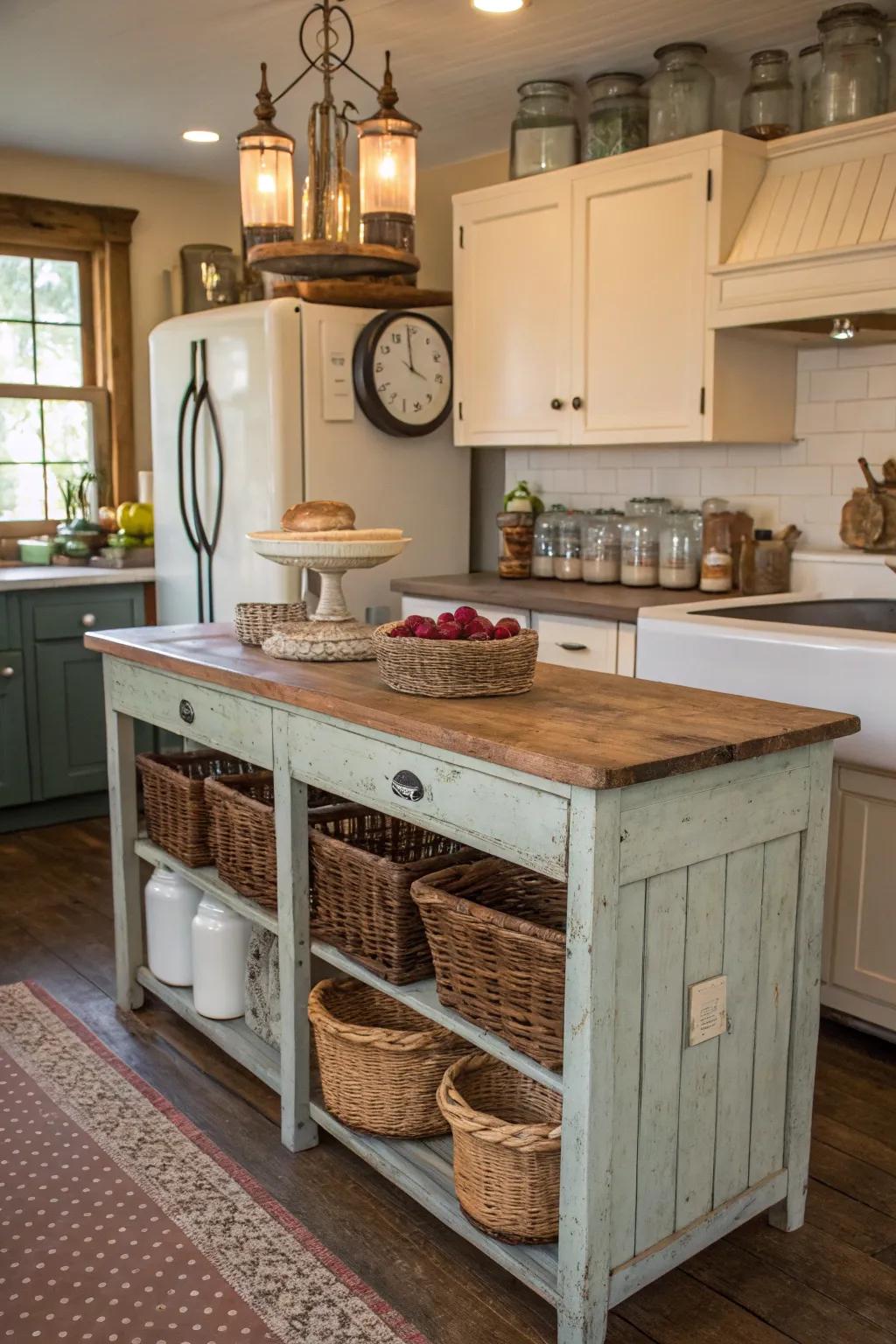 Blend natural wood with chalk paint for a harmonious kitchen design.