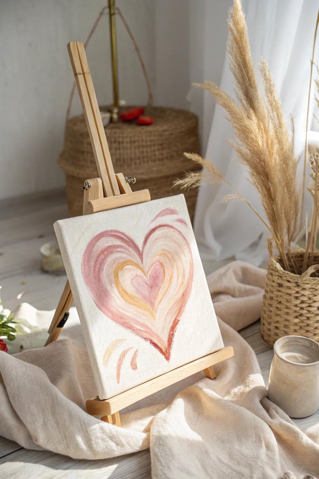 Crafted with Love: A Minimalist Heart Painting for Your Gallery Wall