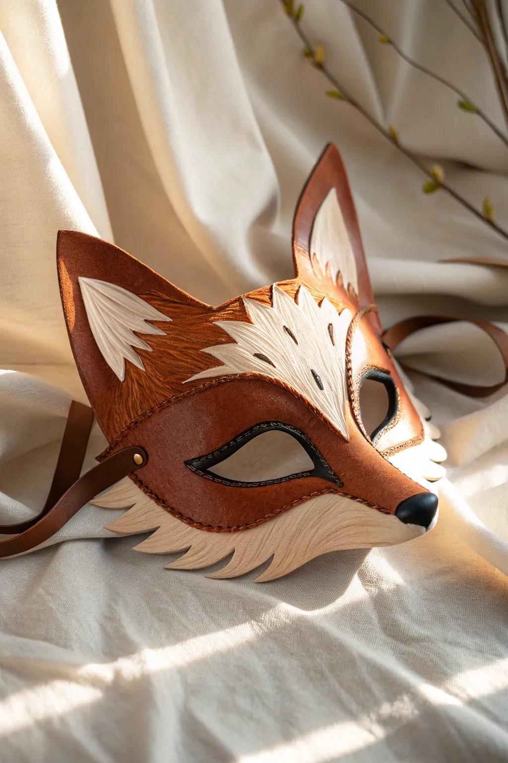 Embrace your wild side with a chic faux leather fox mask—where minimalist design meets Boho flair.