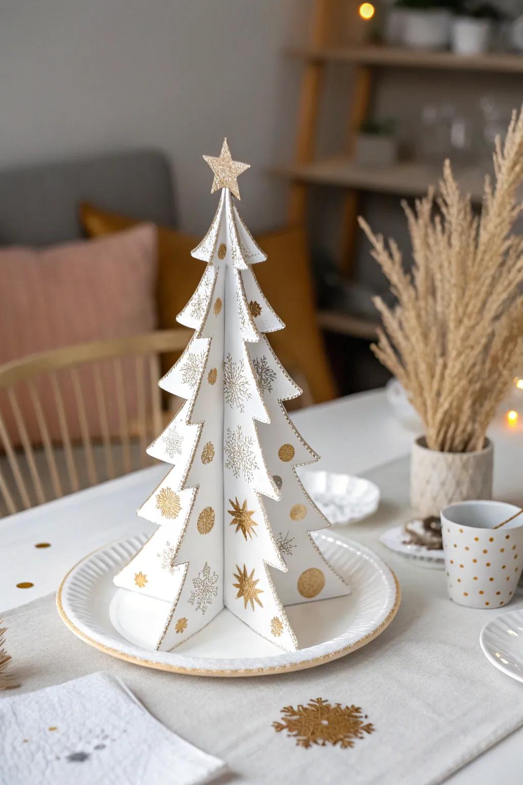 Embrace the simplicity of holiday crafting with this charming paper plate Christmas tree, where minimalism meets a touch of festive sparkle.
