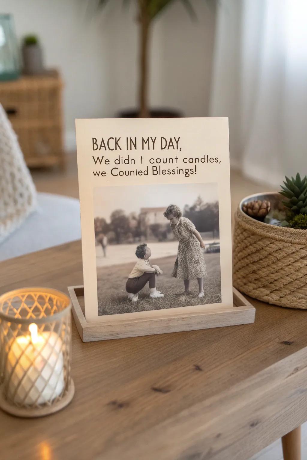 Vintage charm meets modern humor in a birthday card that brings the past to life!