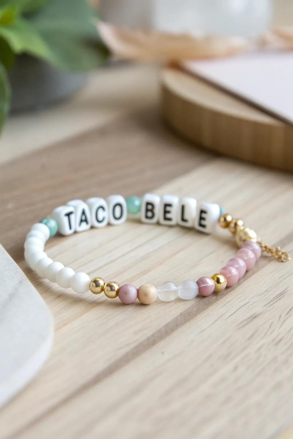 Embrace your love for tasty treats with a touch of humor—'Taco Belle' bracelet, where elegance meets playful charm.
