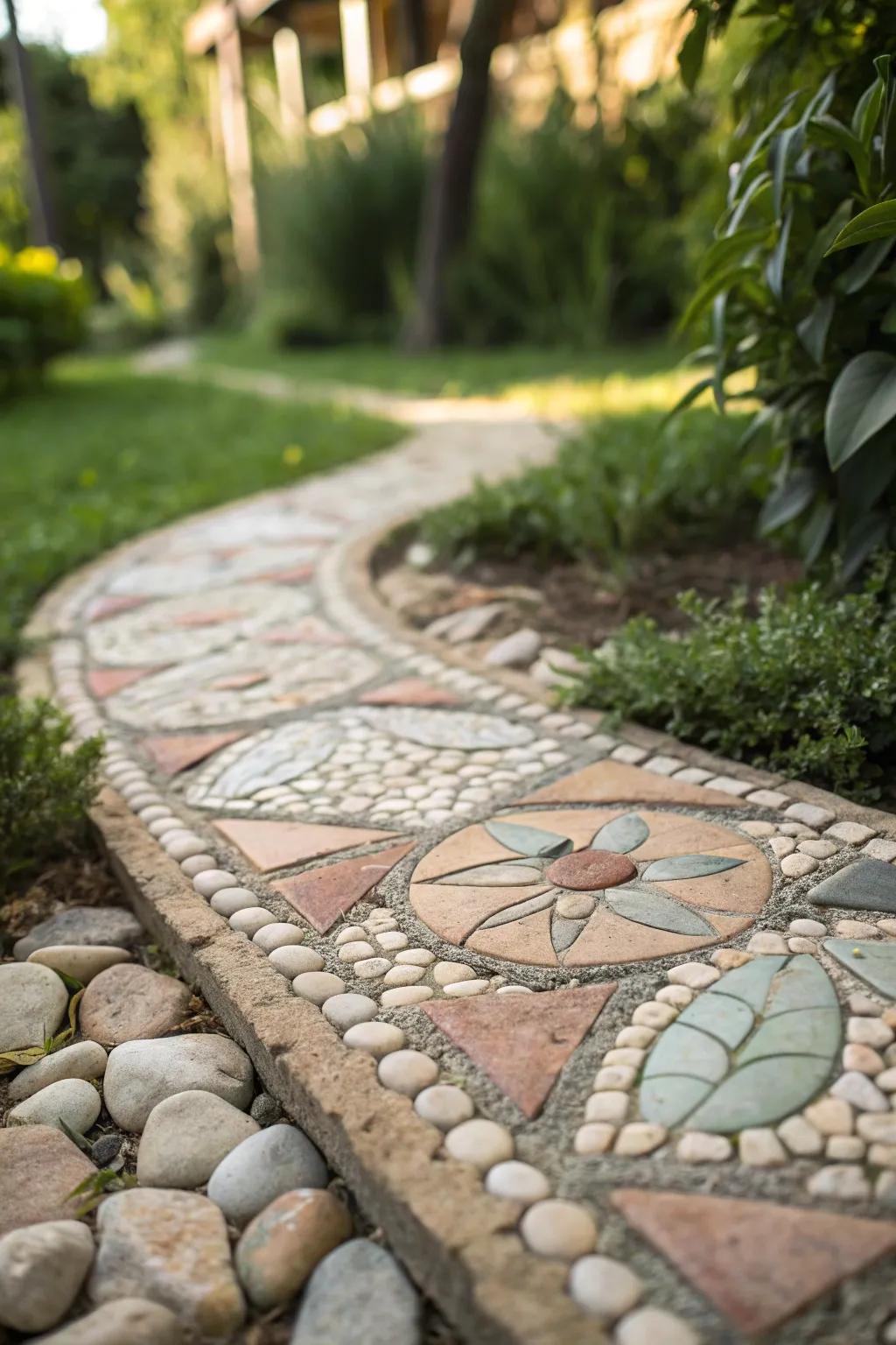 Step into art: Transform your garden path with stunning mosaic stones.