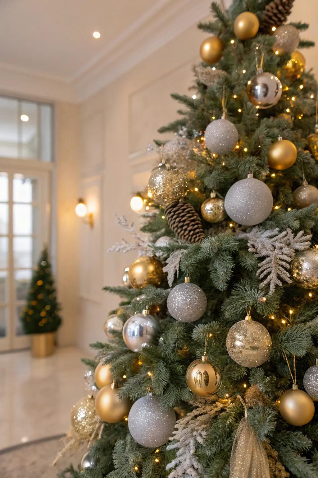 Metallic picks add depth and texture to your tree.