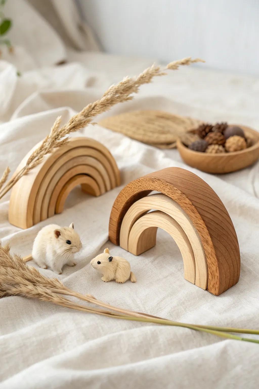 Elevate your hamster's playtime with these chic wooden chew toys – where functionality meets Scandinavian elegance.