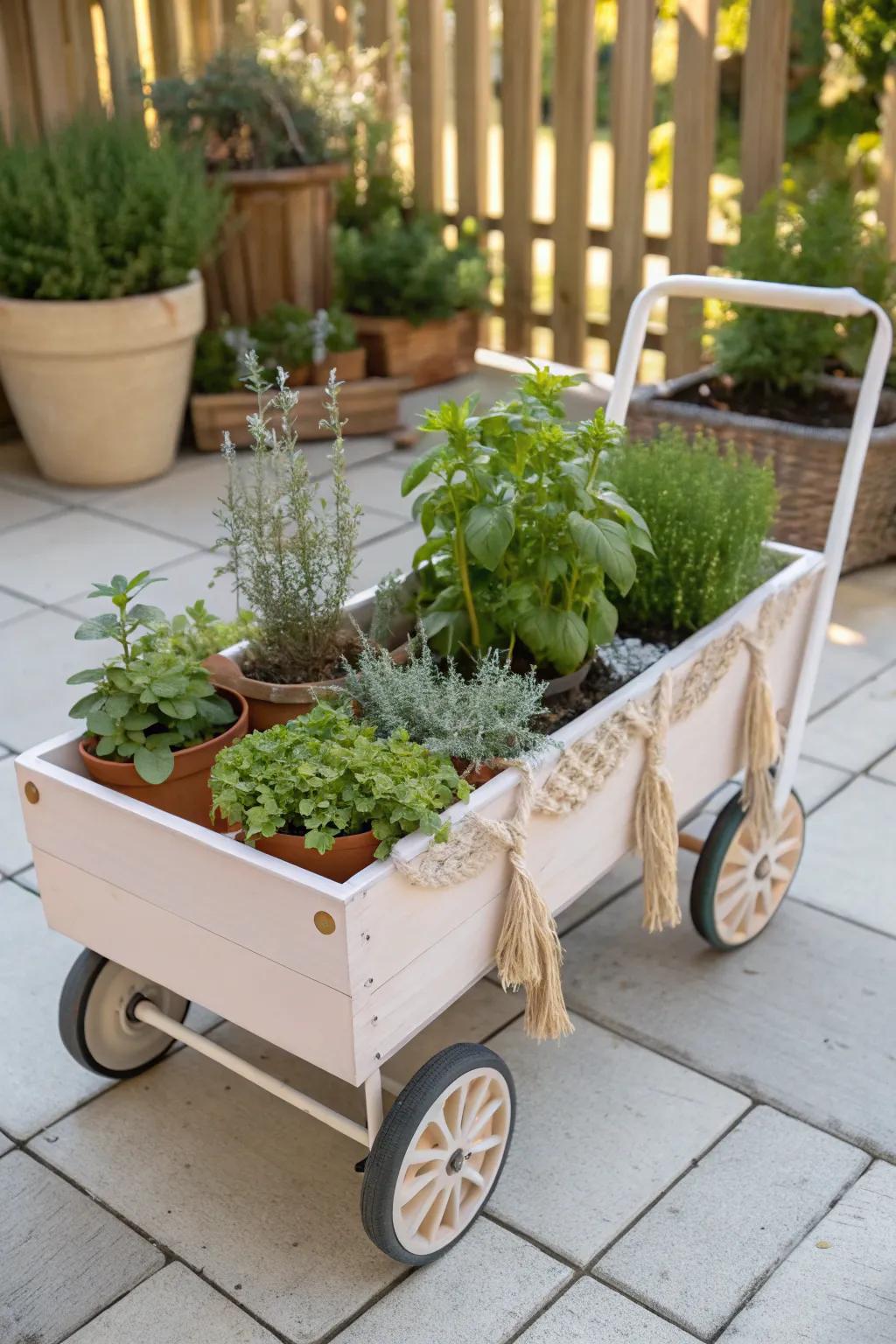 Chase the sun with your own portable herb garden—where simplicity meets natural beauty.