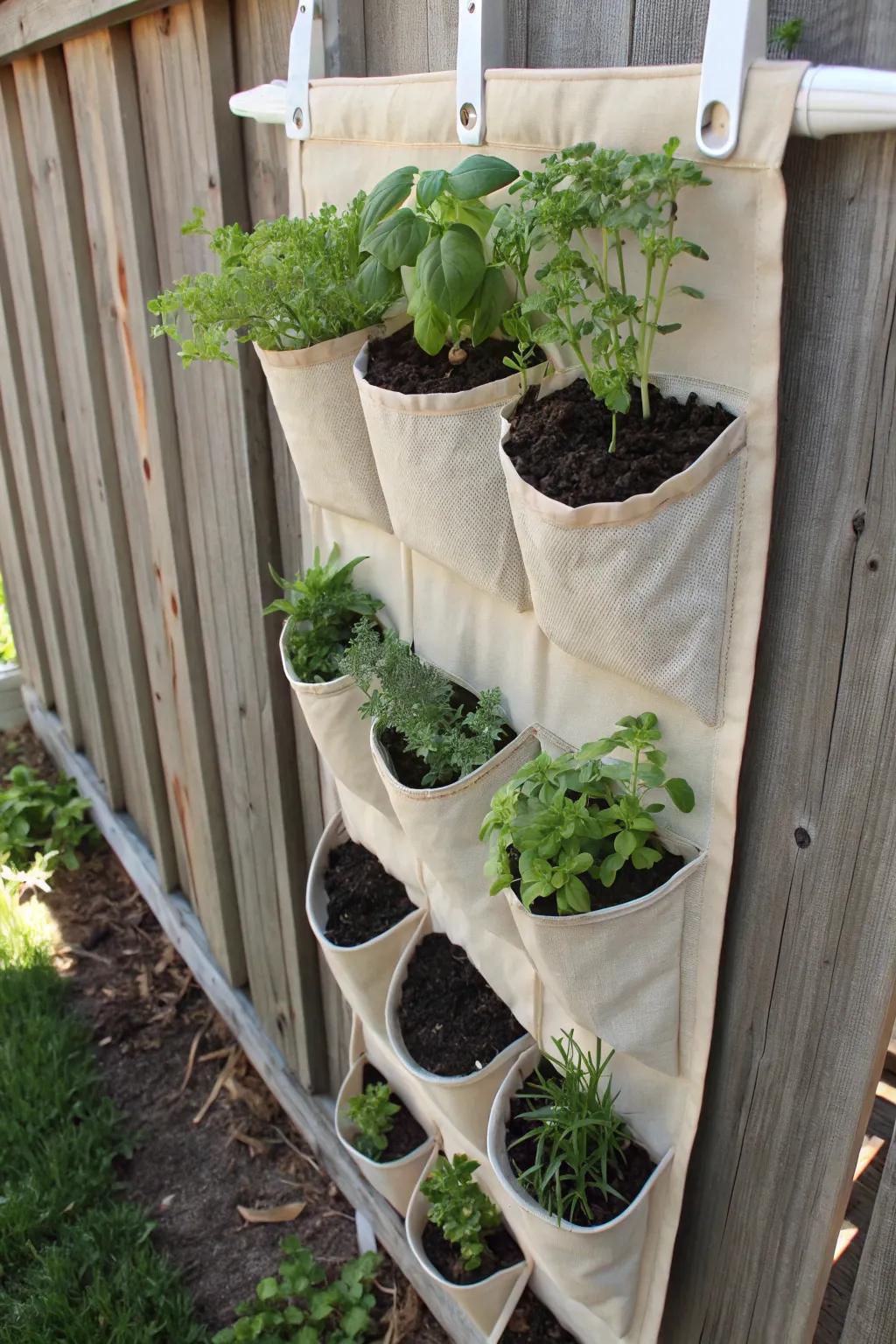 Transform your space with a chic, upcycled vertical herb garden—where sustainability meets style.
