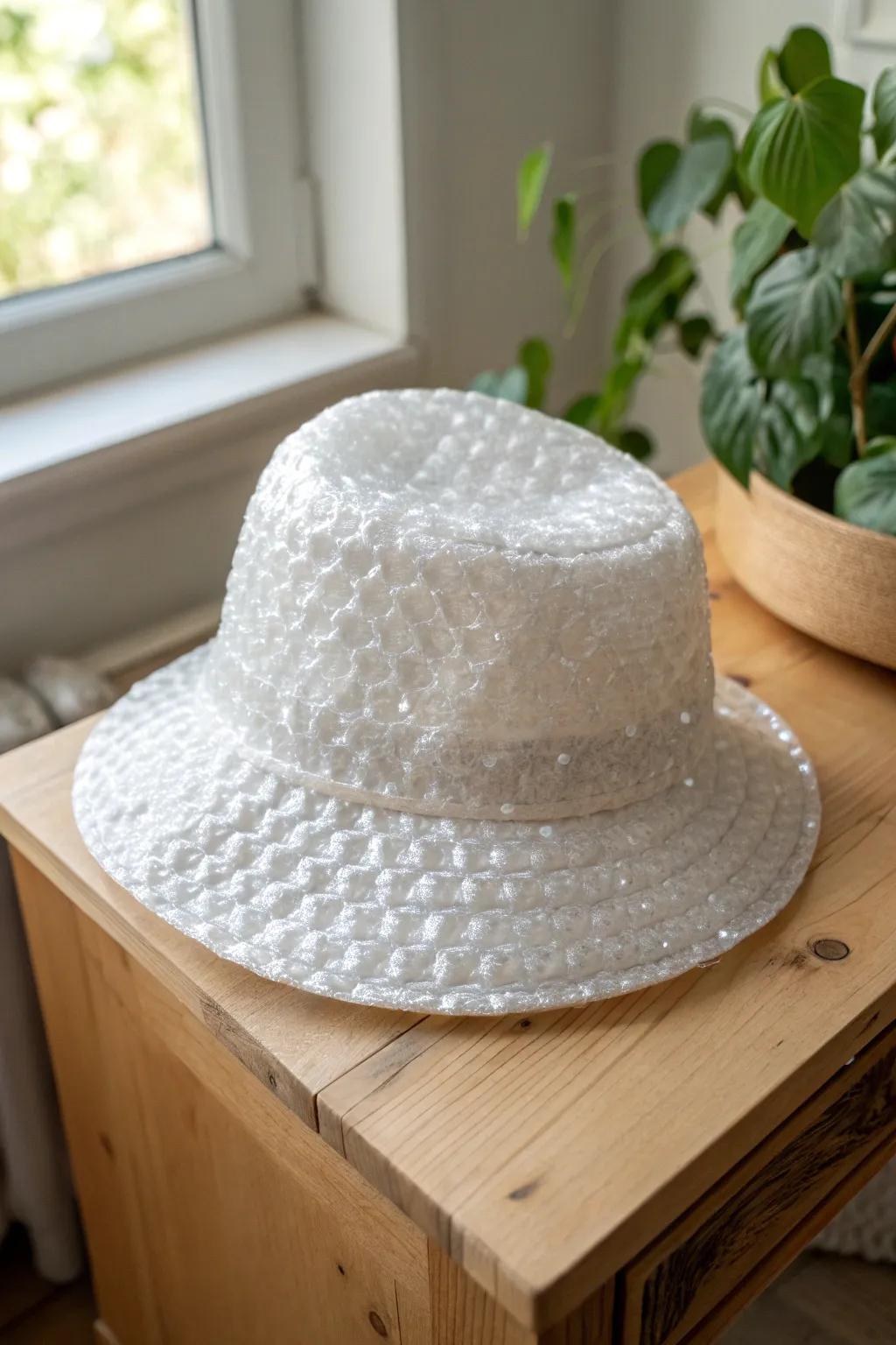 Embrace creativity with a quirky bubble wrap hat—sustainability meets style in a pop of fun!
