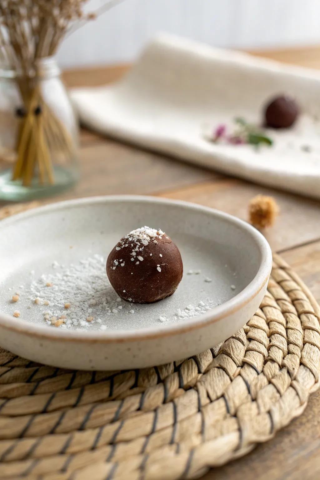 Indulge in the artistry of homemade chocolate truffles; a sweet surprise crafted with love.
