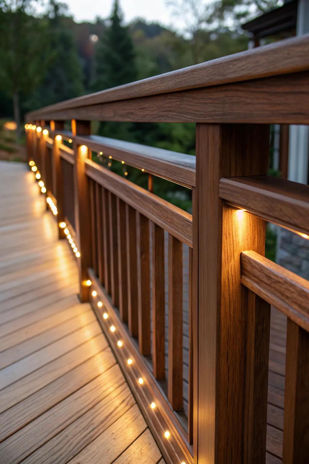 Illuminate your evenings with stylish and functional deck railing lights.
