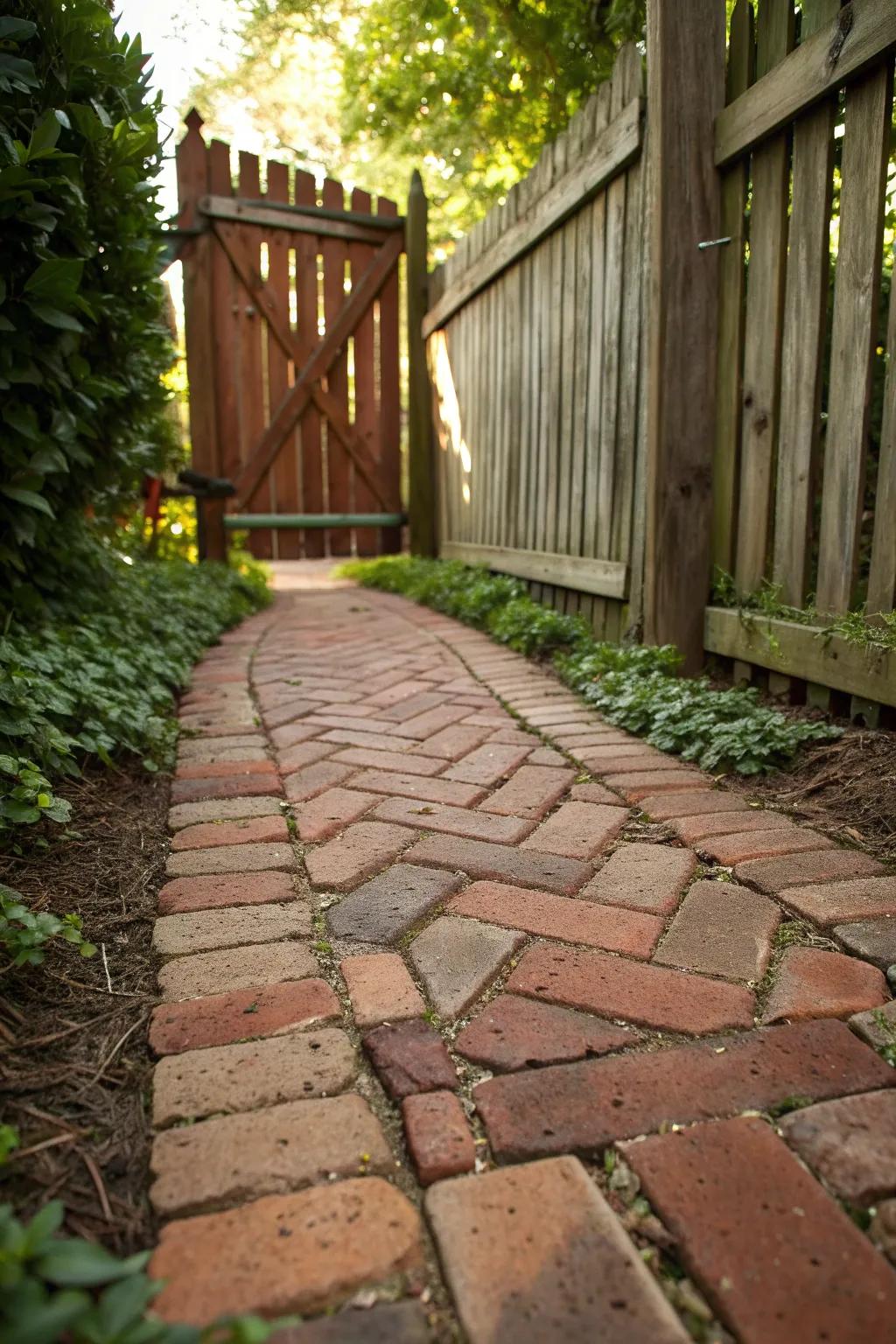 Elevate your outdoor space with the timeless charm of a brick path.