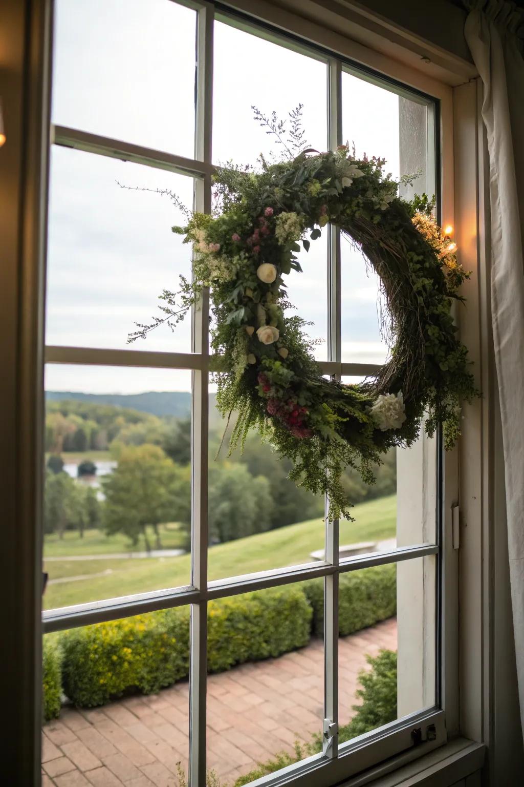 Create a unique display by hanging your wreath on a window.