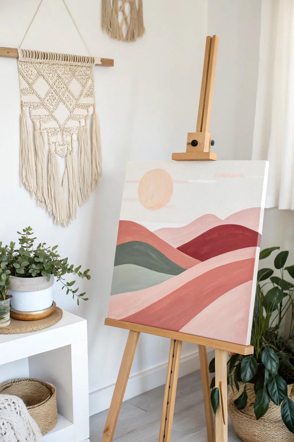 Embrace the beauty of simplicity with a minimalist abstract landscape that tells a story beyond its colors and shapes.