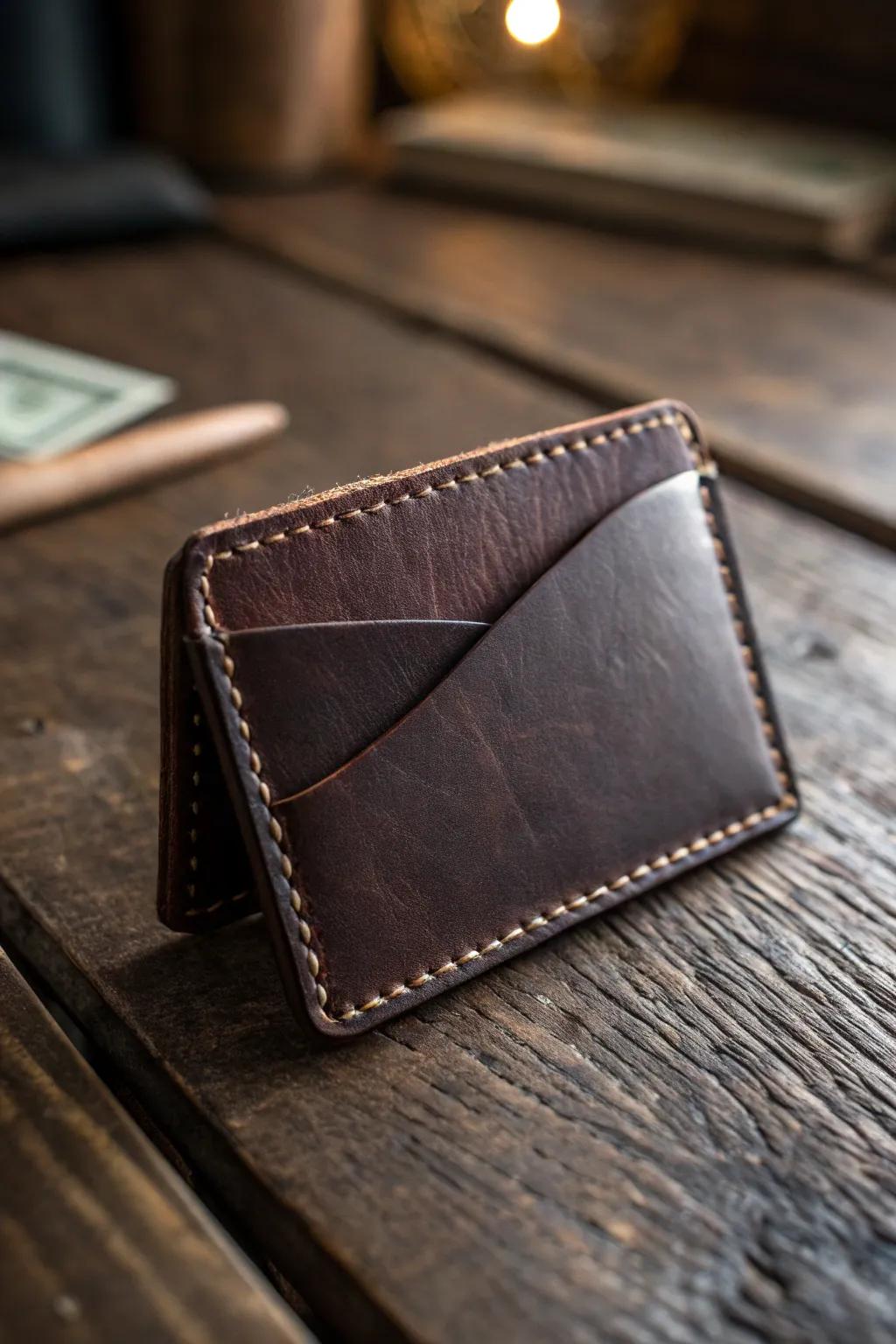 Elevate your everyday carry with this sleek and sophisticated leather card holder, the perfect blend of minimalism and luxury.