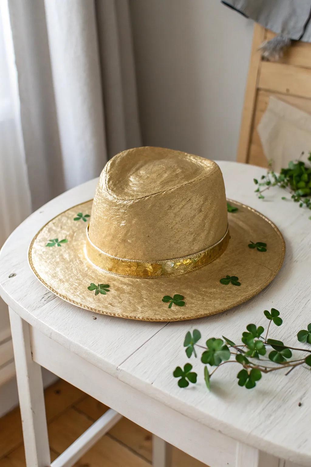 A touch of gold magic: Craft your own enchanting leprechaun trap with this golden hat!