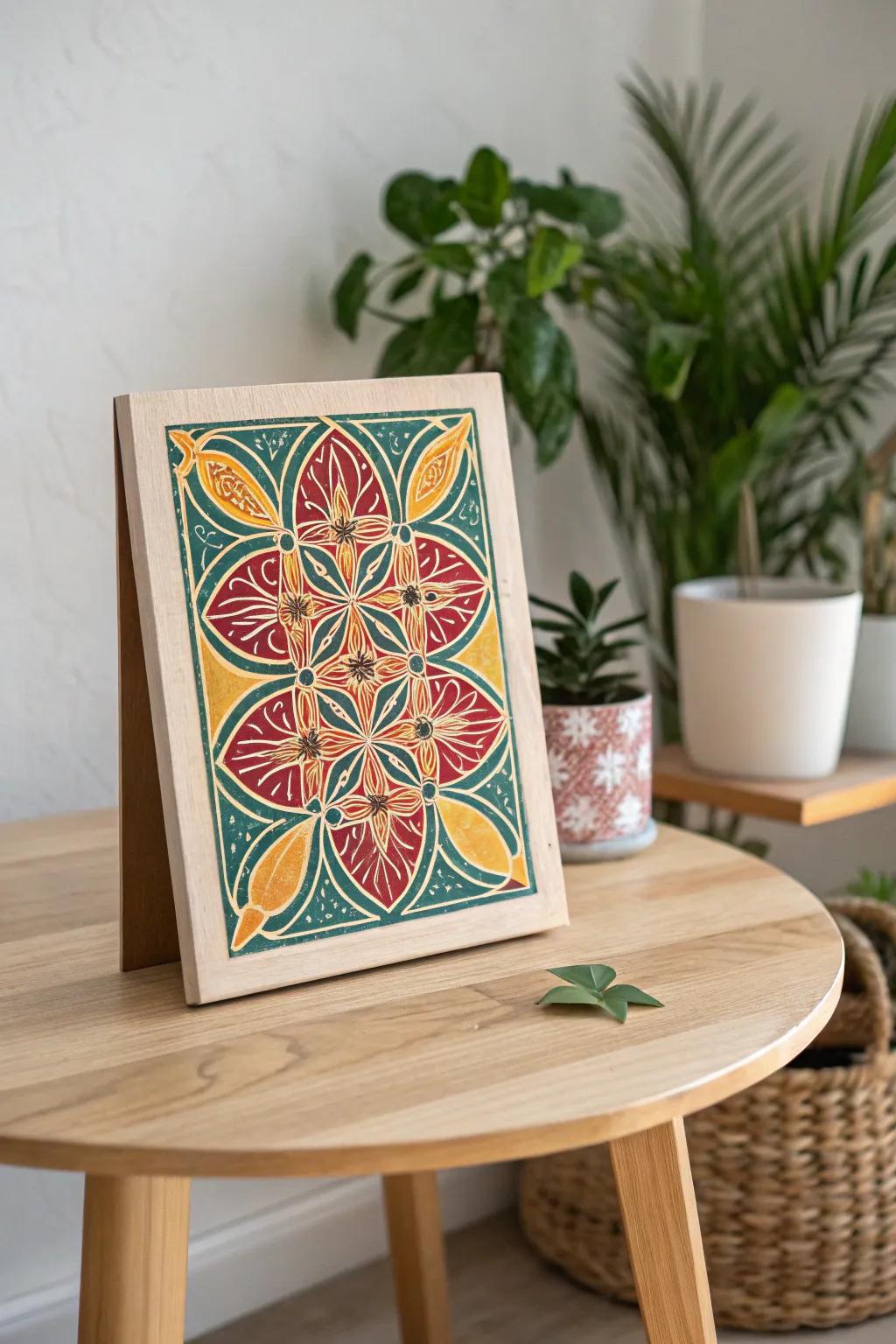 Infuse your space with vibrant linocut art that stands out with its stunning colors and textures.