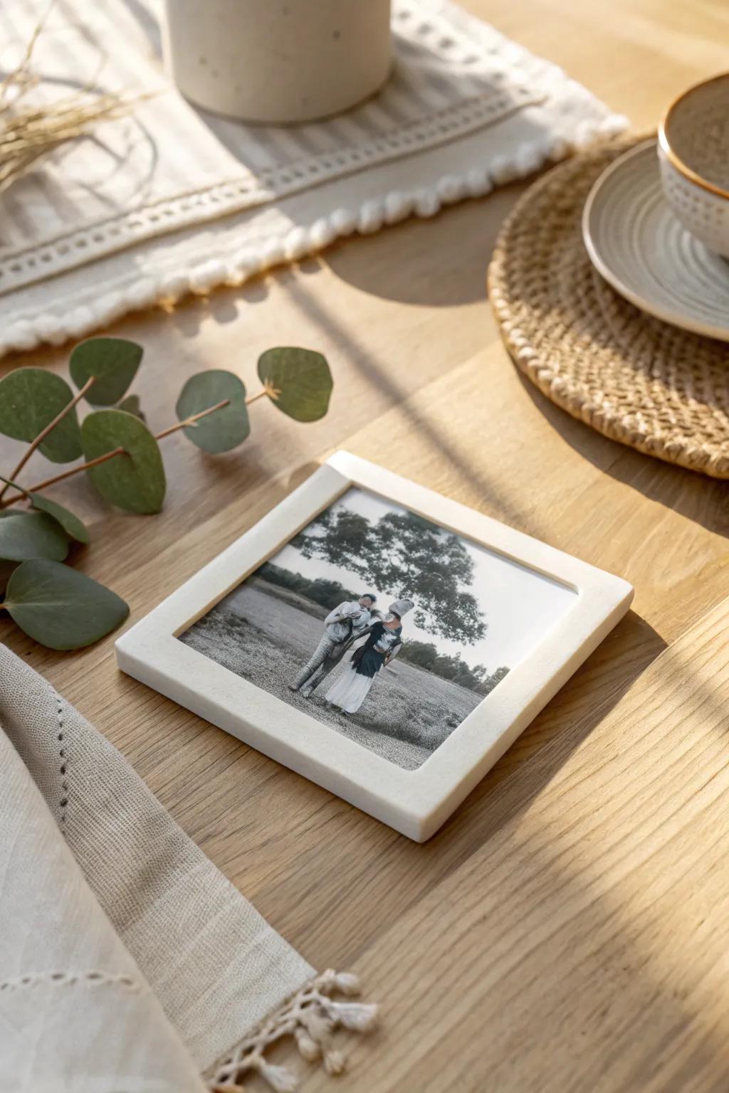 Craft memories into art with personalized photo coasters. Perfect for a touch of nostalgia in your home decor.