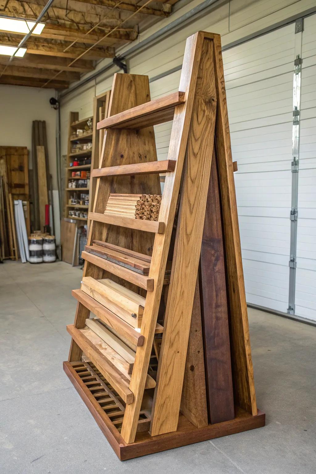 Elevate your garage with this stunning A-frame storage solution.