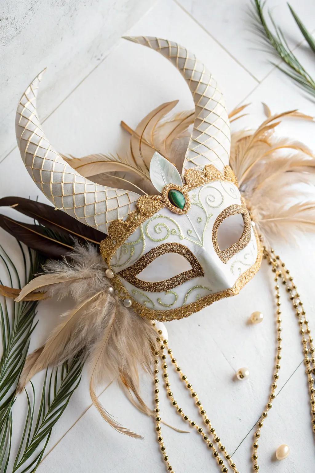 Embrace the fantasy with this enchanting mythical Mardi Gras mask, where simplicity meets natural elegance.