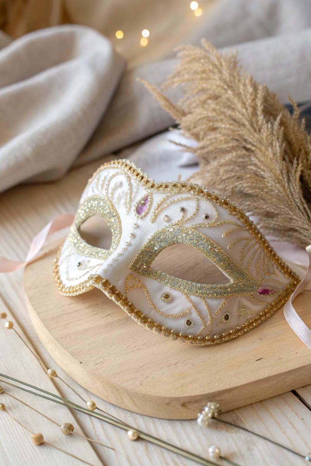 Illuminate your Mardi Gras with a sequin-studded masterpiece, where simplicity meets sparkle.