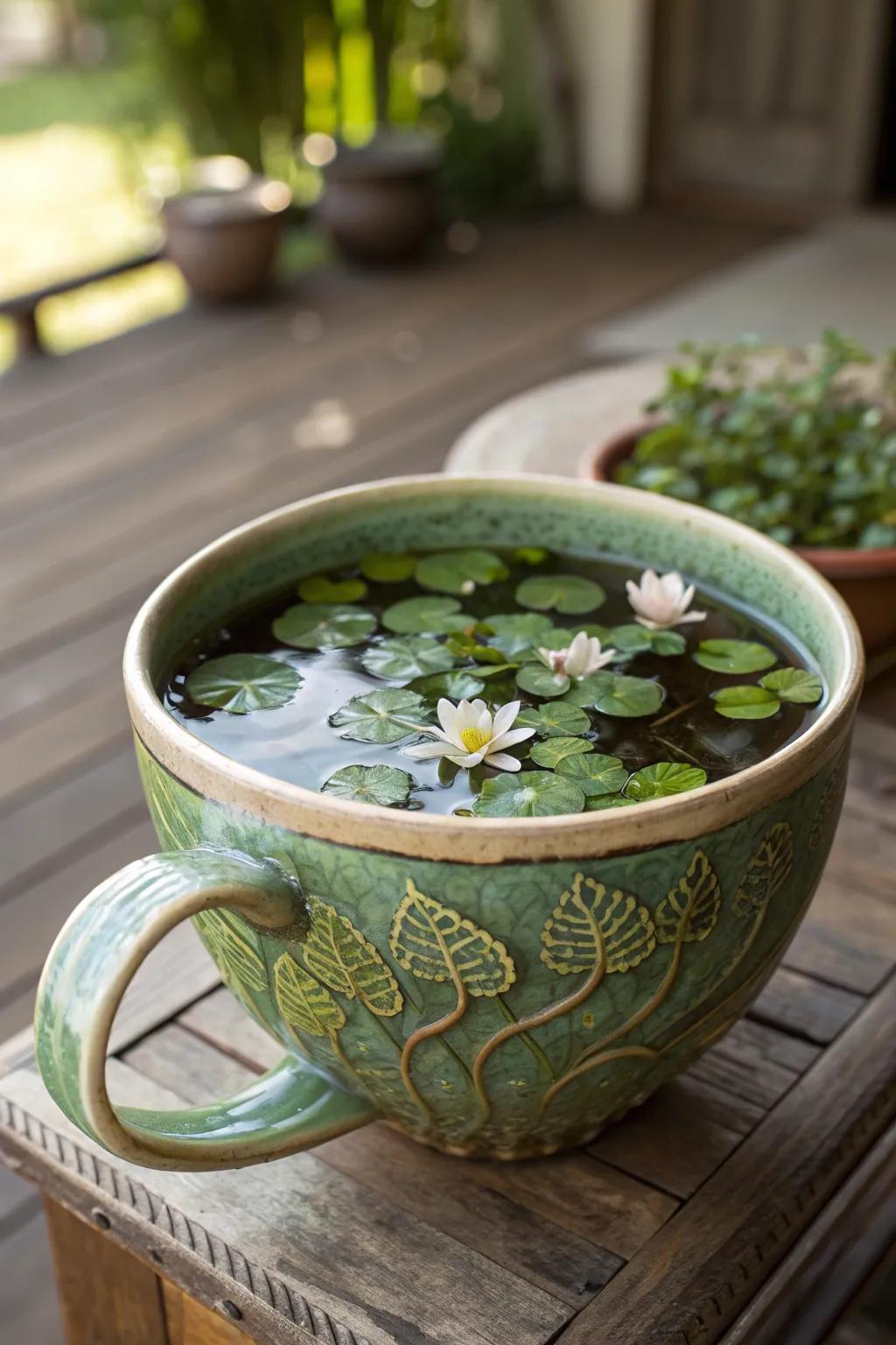 Transform your space with a whimsical teacup pond—where craftsmanship meets nature's elegance.