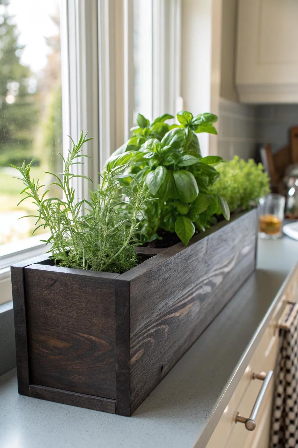 Elevate your kitchen space with a touch of greenery and craftsmanship.