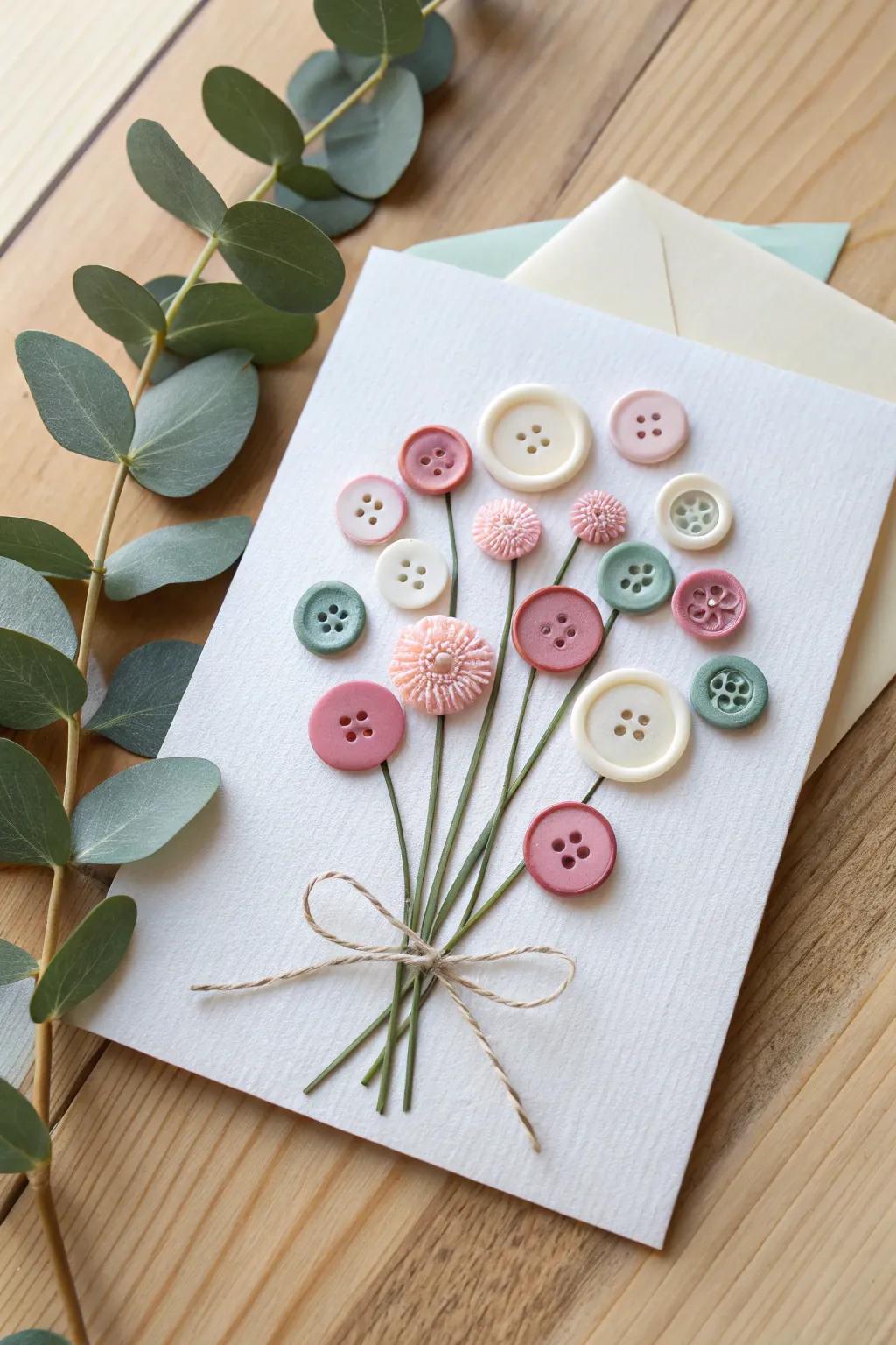 Crafting Love: Create Button Blossoms for a Beautiful Mother's Day Card
