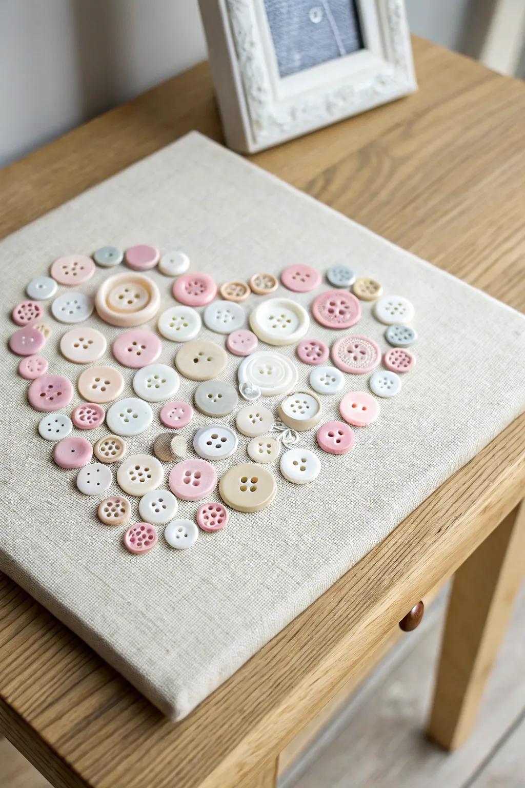 Crafting love: A simple yet beautiful button heart to celebrate Mother's Day.