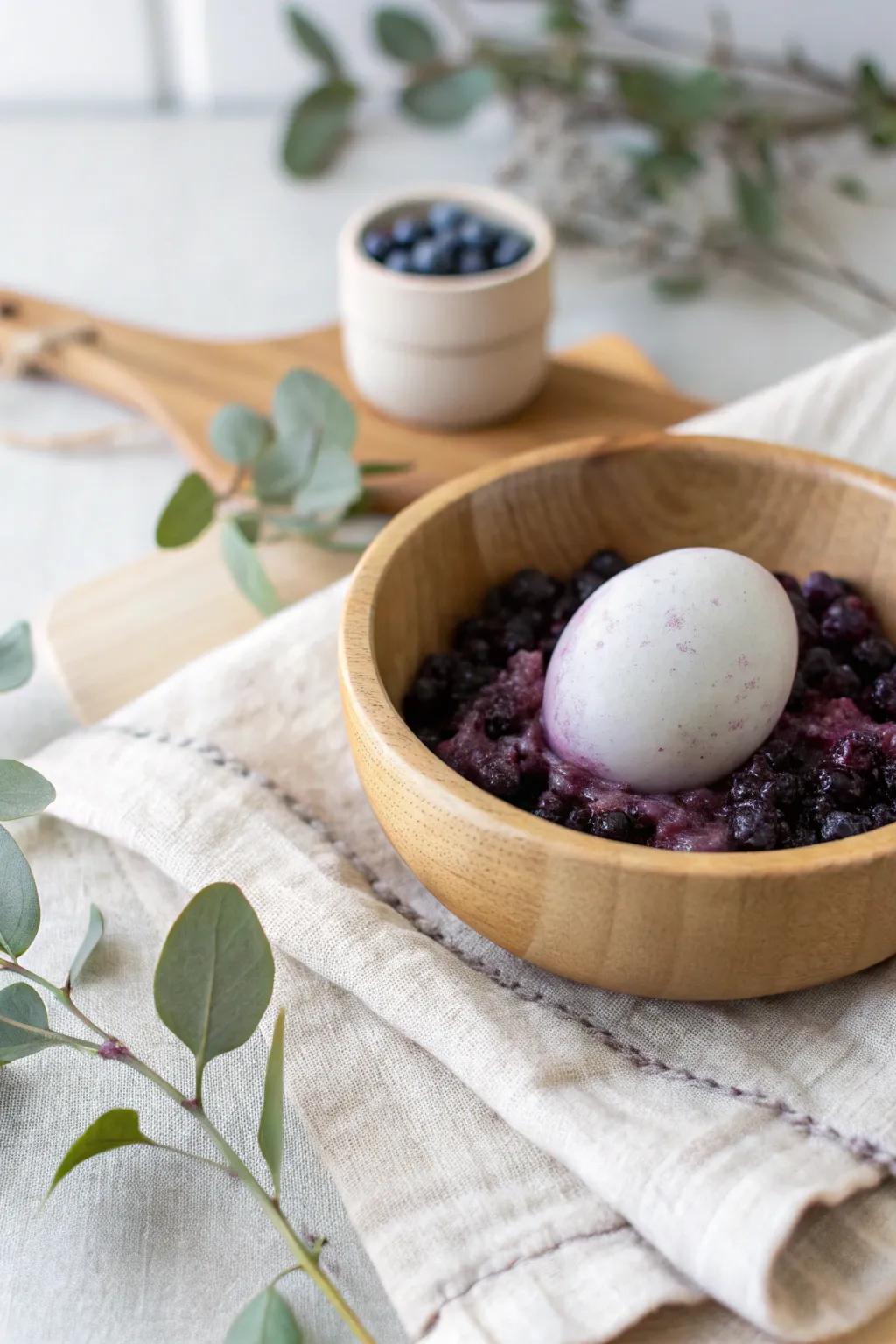 Transform your eggs with nature's palette: A touch of Scandinavian simplicity meets Boho beauty in this berry violet hue.