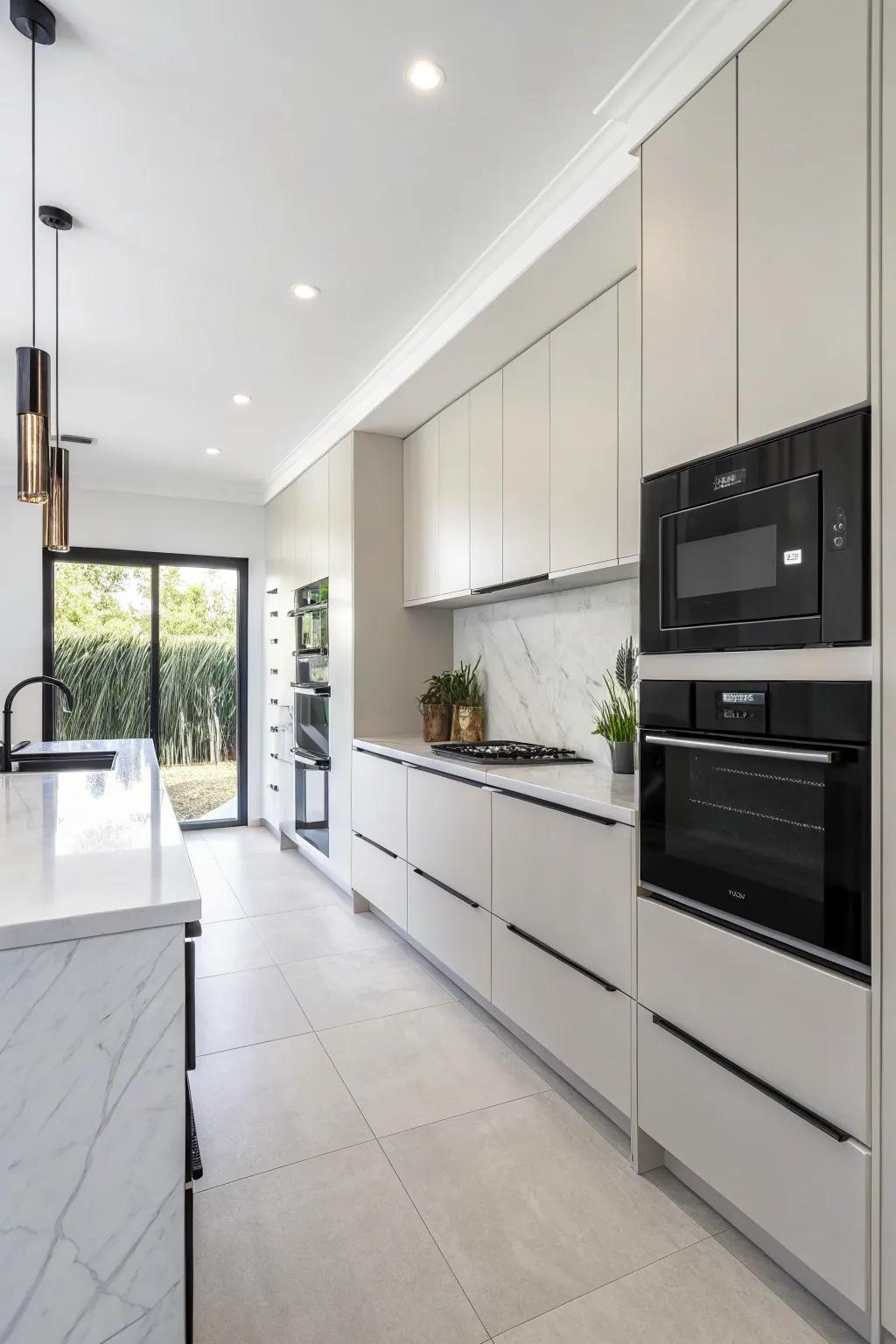 A kitchen with sleek cabinetry, offering a clean and modern aesthetic.
