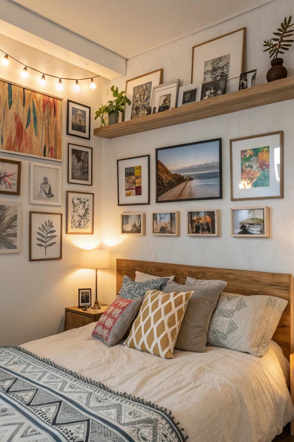 A gallery wall adds personal charm and visual interest to your space.
