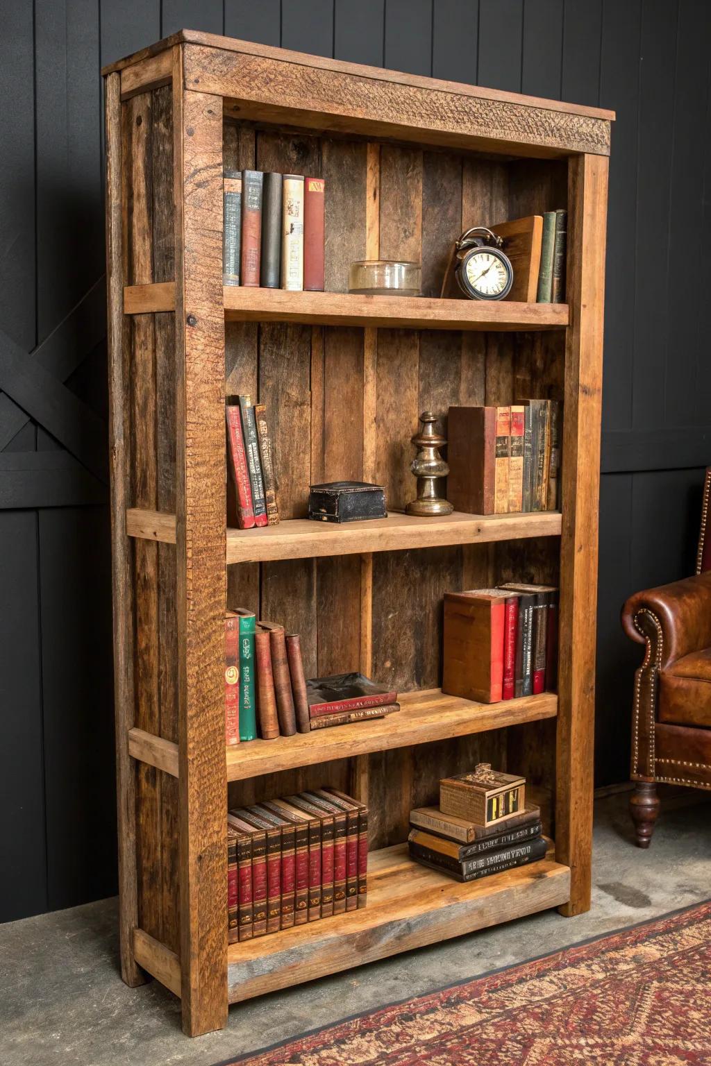 Transform your space with this rustic chic bookshelf, where craftsmanship meets literature.