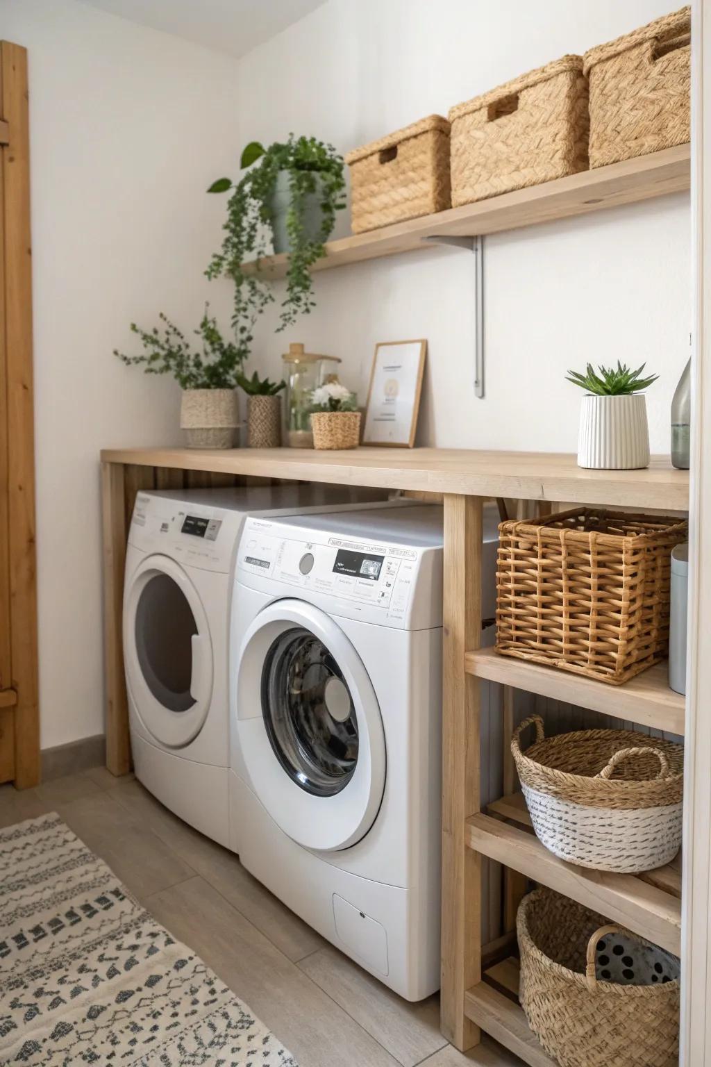 Transform your laundry space with elegant shelving solutions that blend simplicity and style. 🌿✨