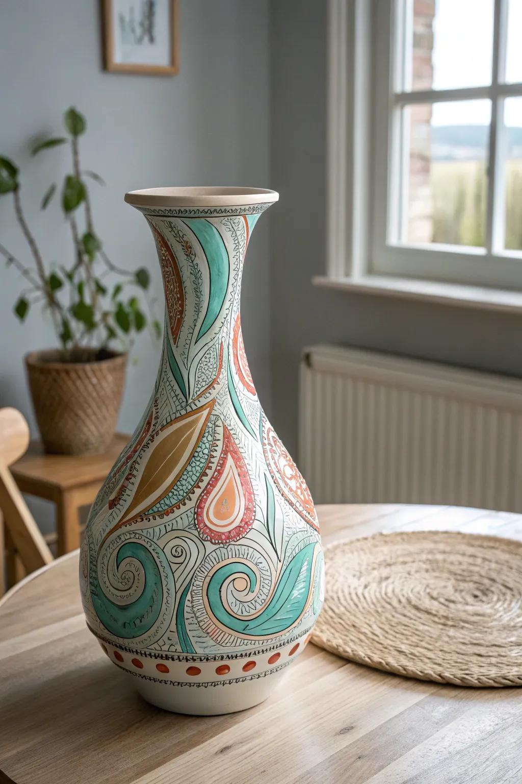 Embrace the allure of abstract art with swirling paint marker designs for a touch of boho elegance.