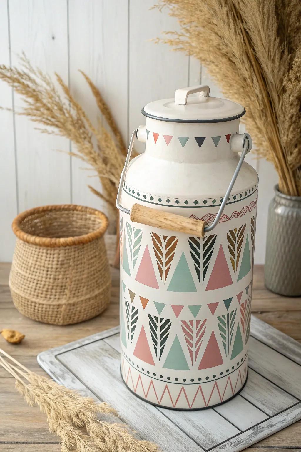 Transform your space with a touch of modern artistry—geometric patterns breathe new life into vintage charm.