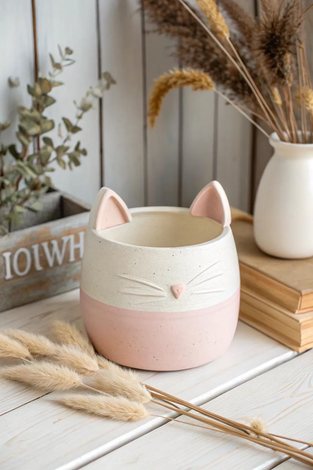 Whisker your way into creativity with this charming cat-eared pot—where minimalist meets playful elegance.