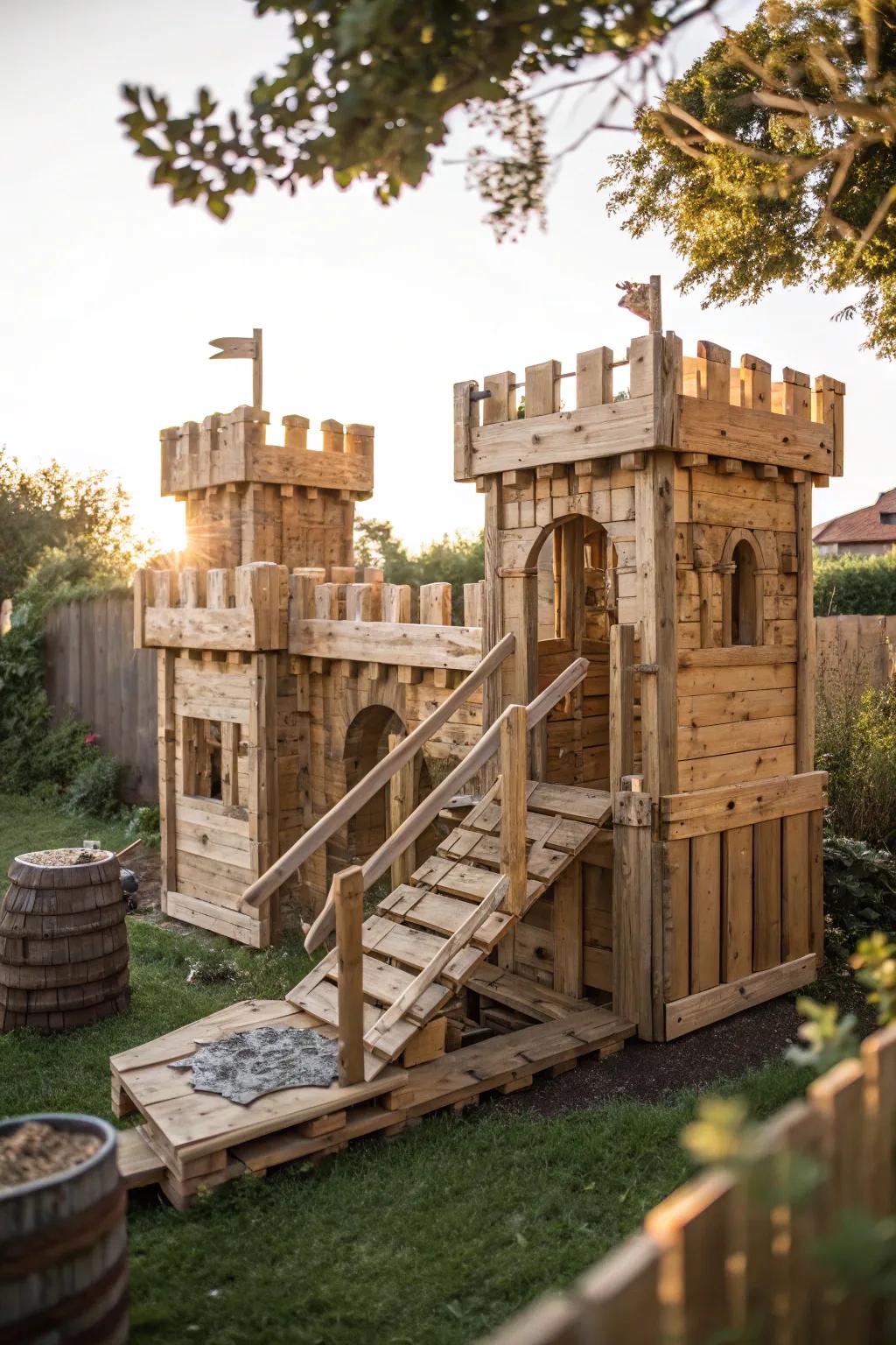 Unleash the imagination with a handcrafted mini castle fort, where adventure awaits behind every drawbridge.