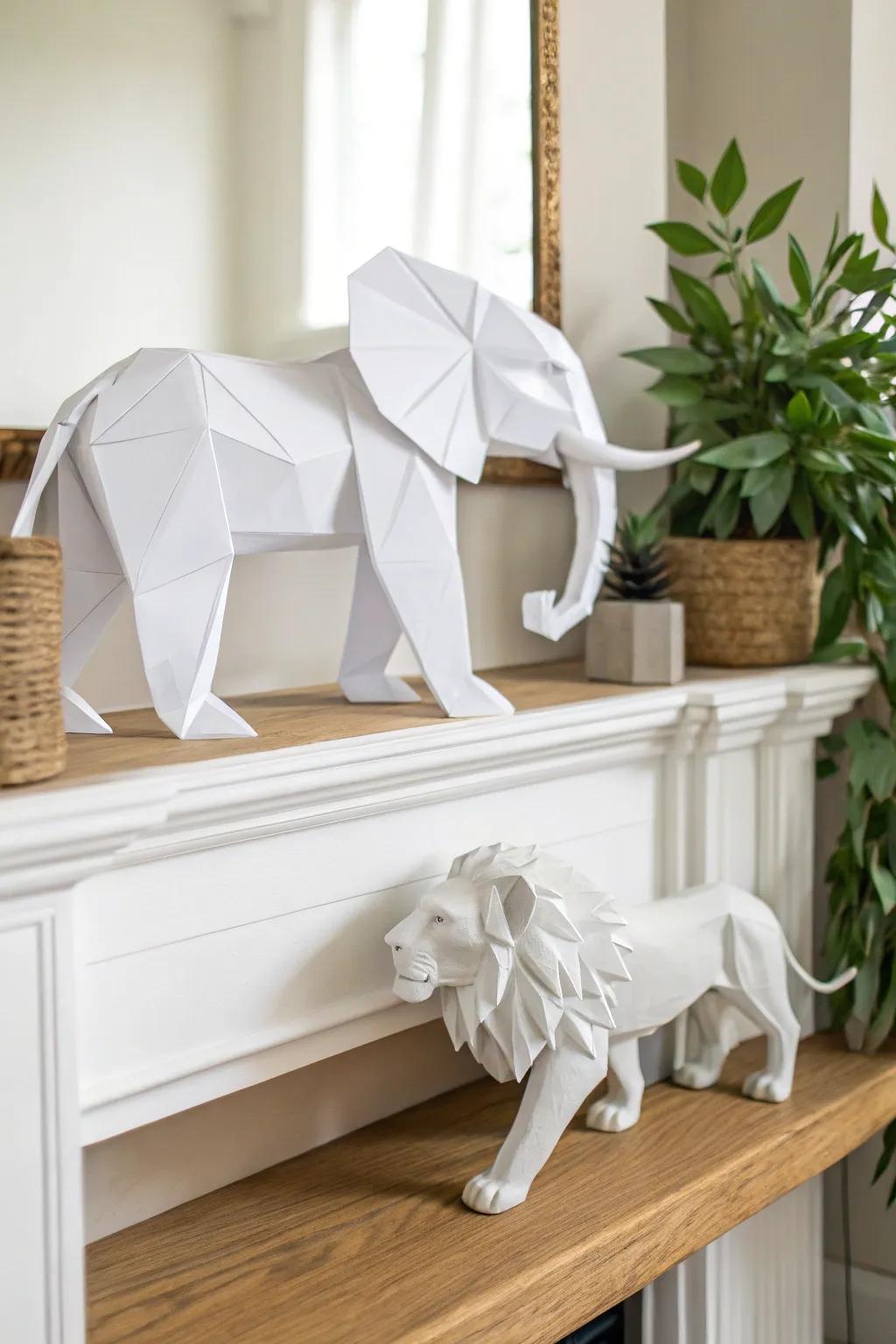 Embark on a Miniature Safari: Discover the elegance of handcrafted paper animals.